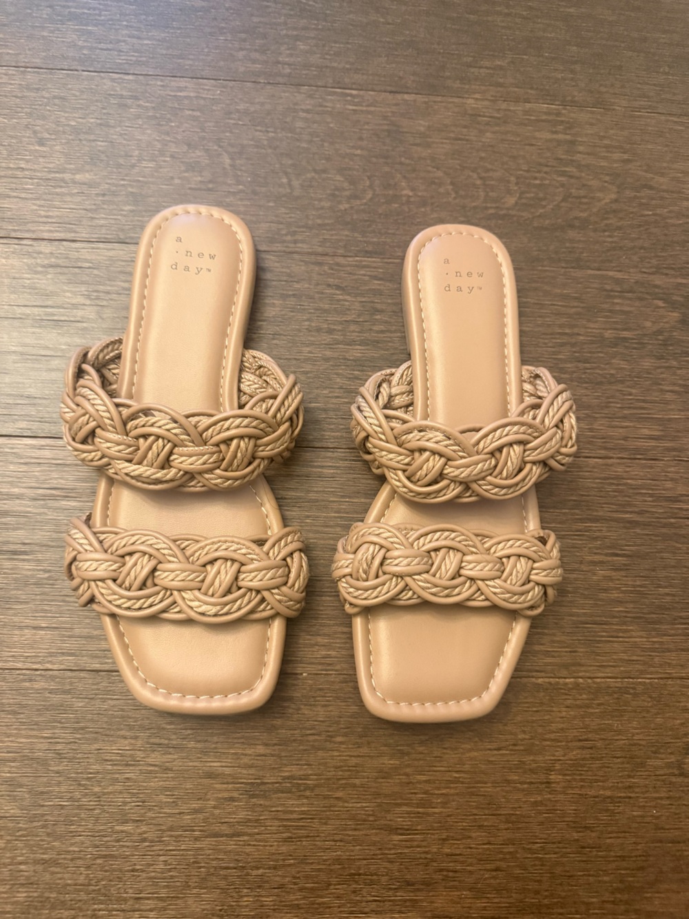a new day Braided Double-Strap Slide Sandals - Beige